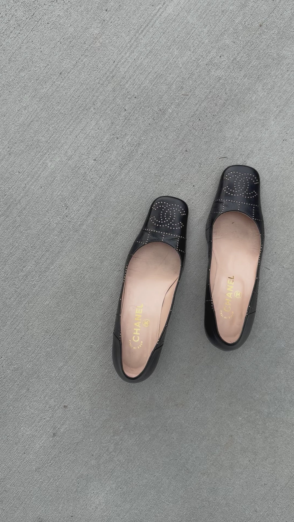 Vintage Chanel Leather Square Toe Kitten Heels