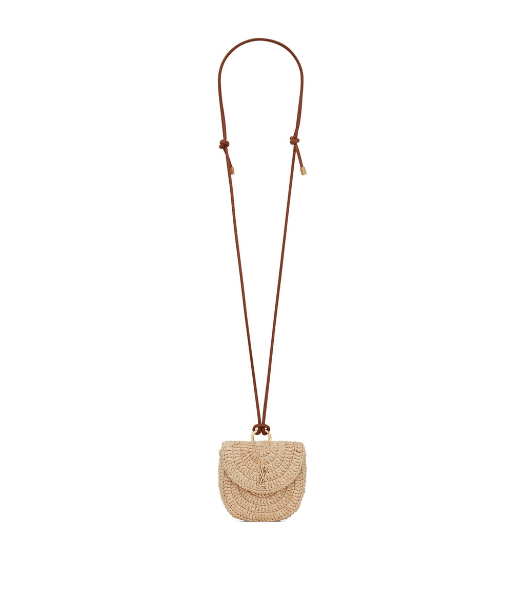Authentic Saint Laurent Cassandre Raffia Cross-Body Bag