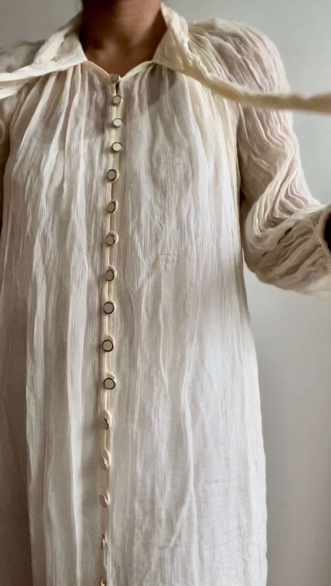 Zimmerman Espionage Neck Tie Silk Belted Sheer Ruffle Midi Dress