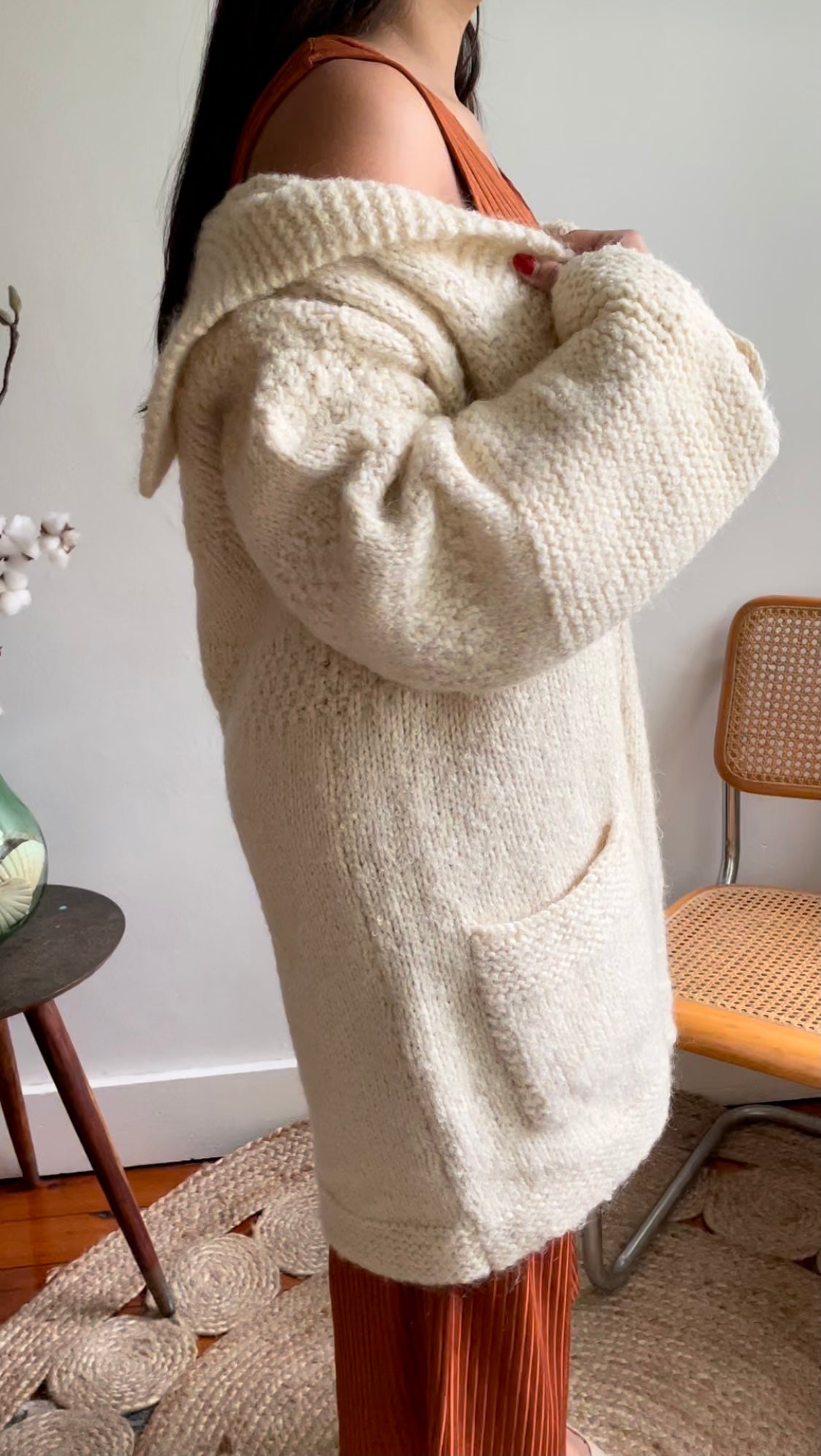 Vintage Hand Knitted Long Cardigan