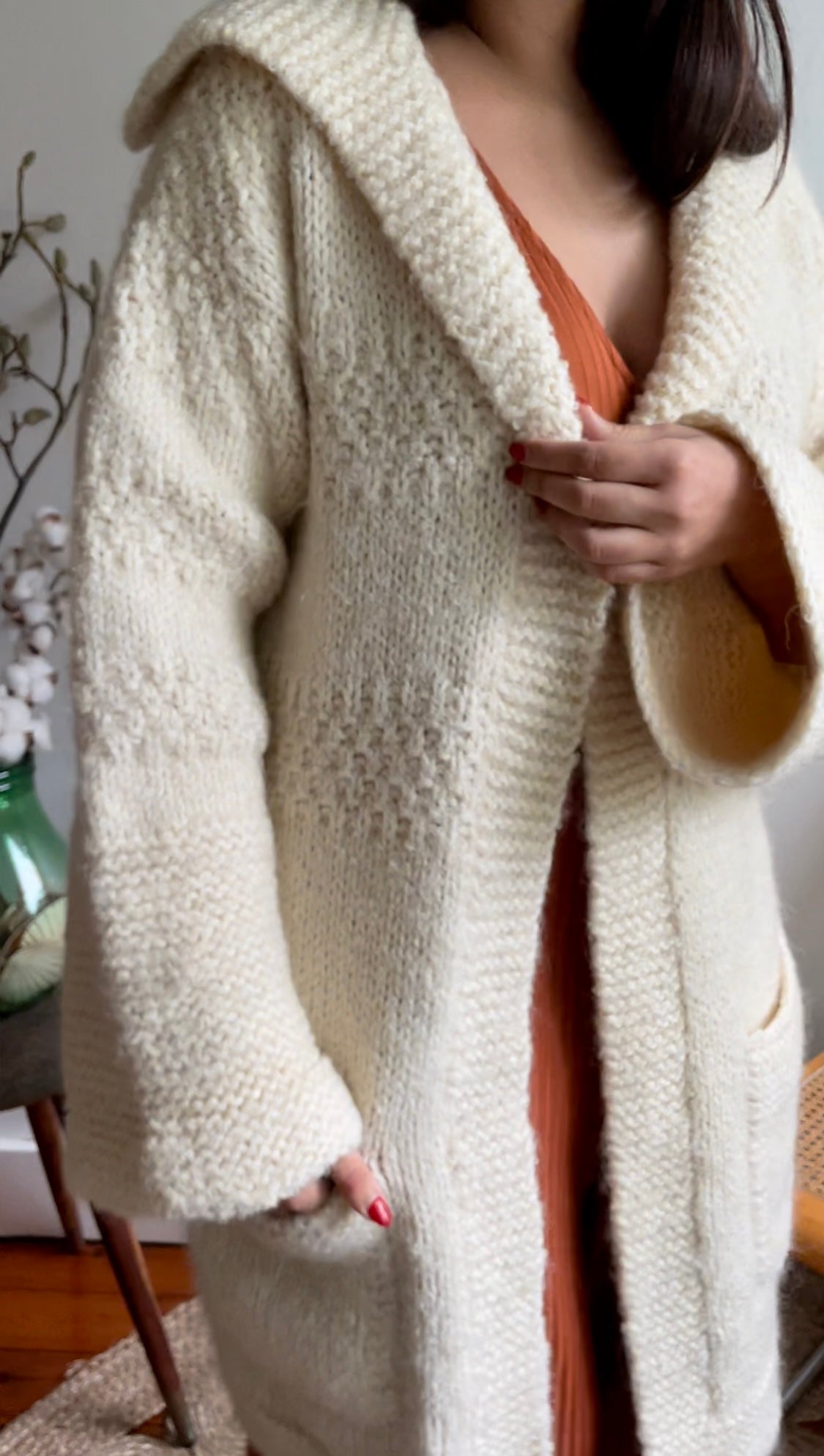 Vintage Hand Knitted Long Cardigan