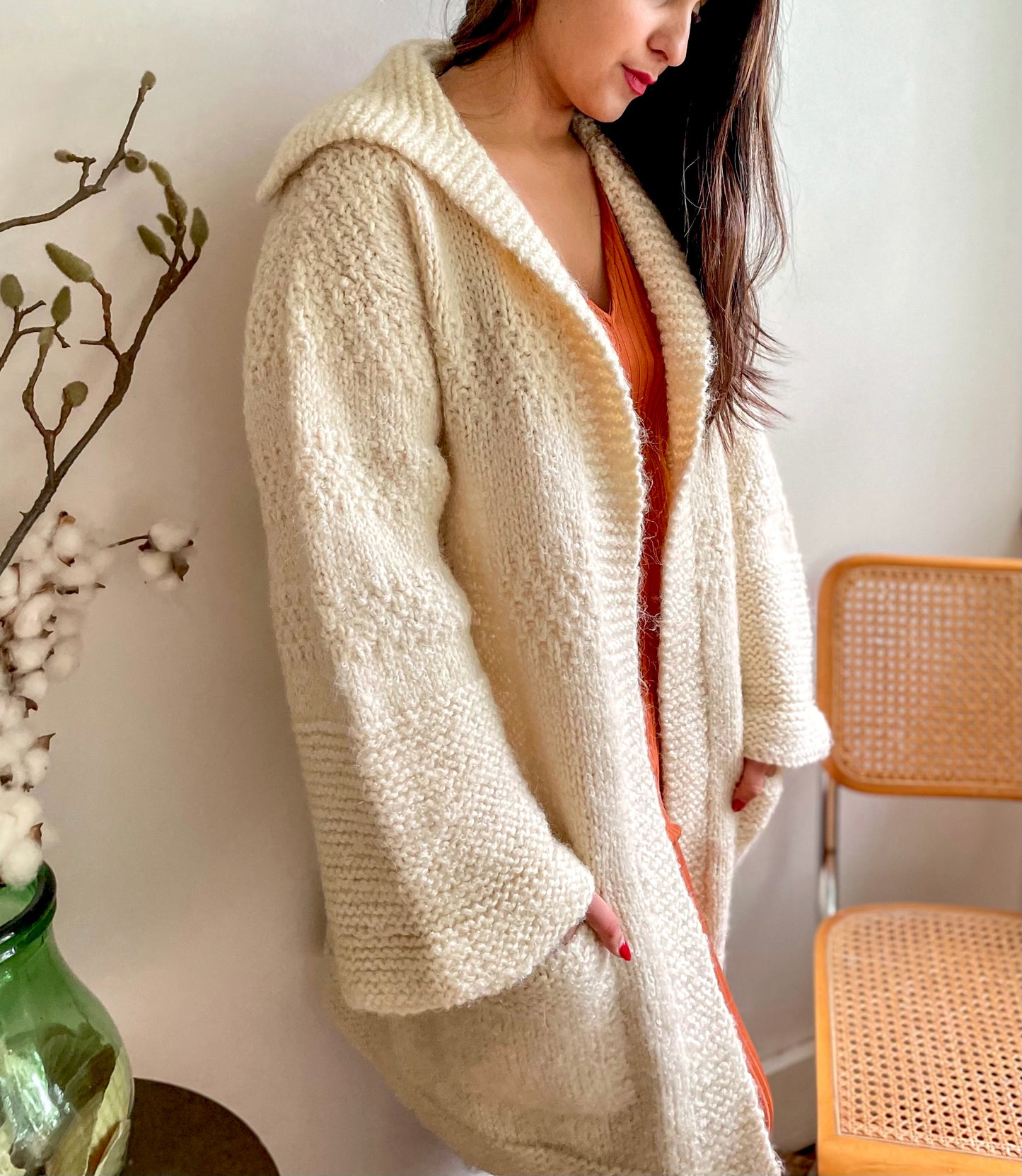 Vintage Hand Knitted Long Cardigan