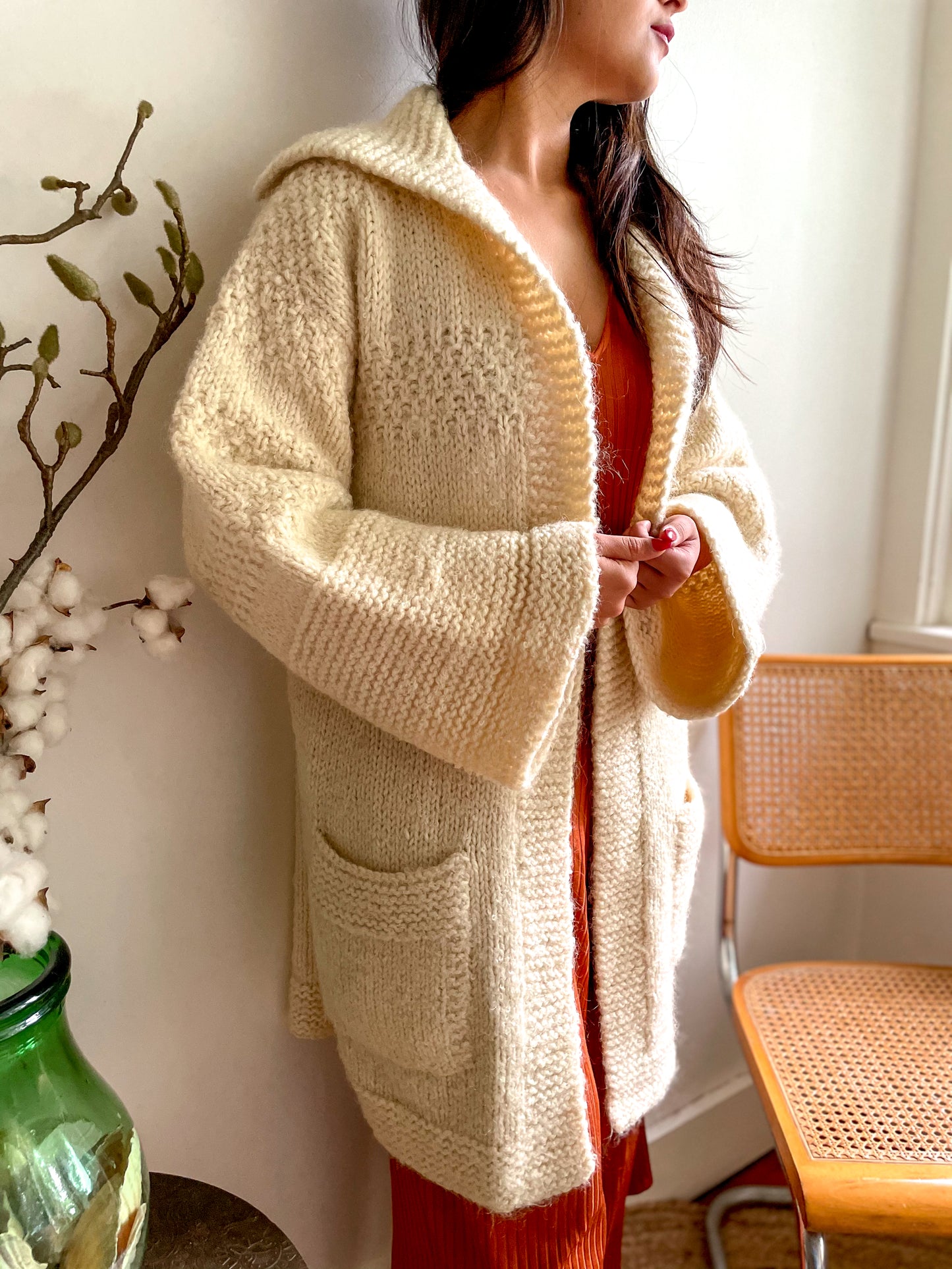 Vintage Hand Knitted Long Cardigan