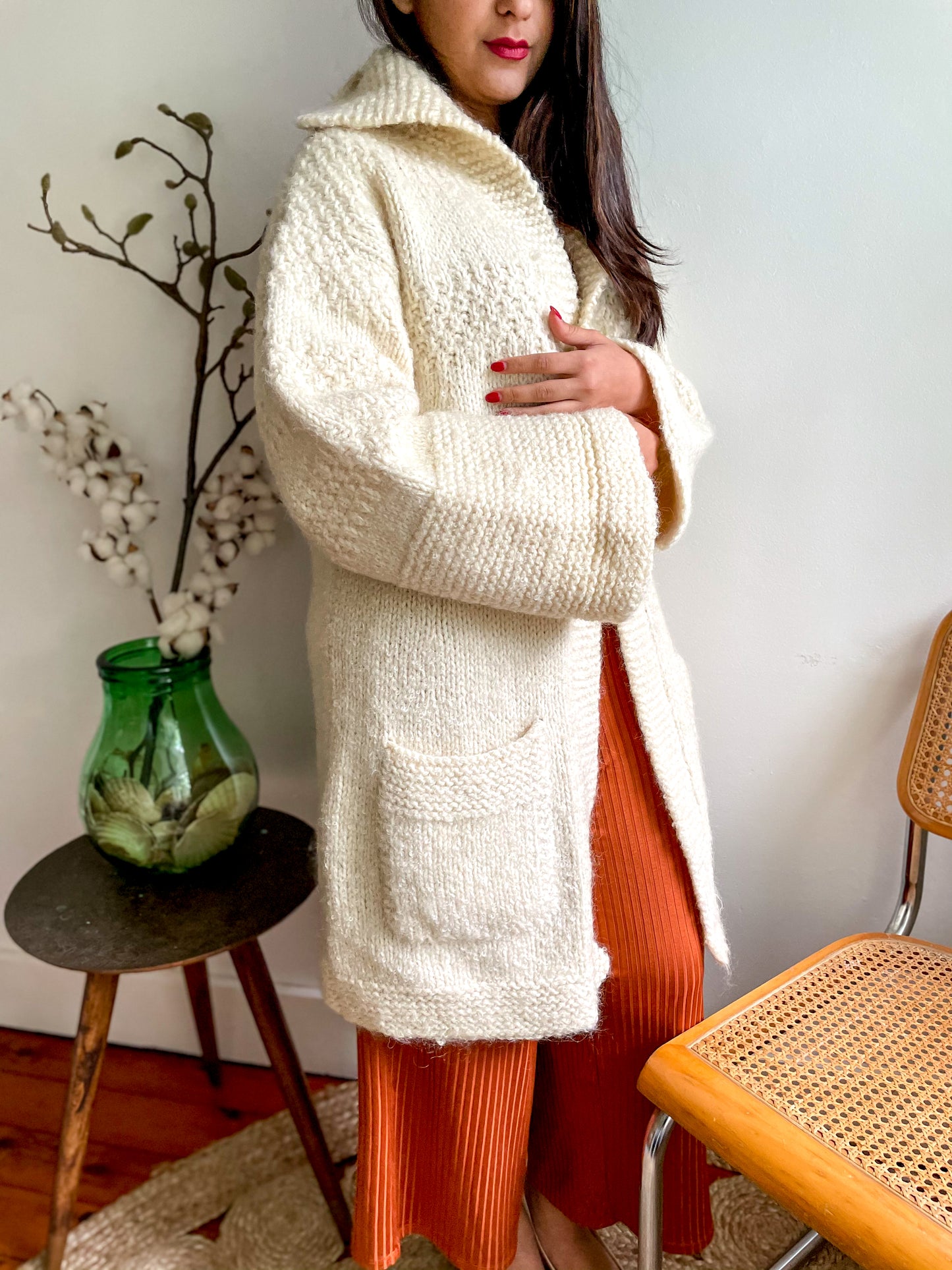 Vintage Hand Knitted Long Cardigan