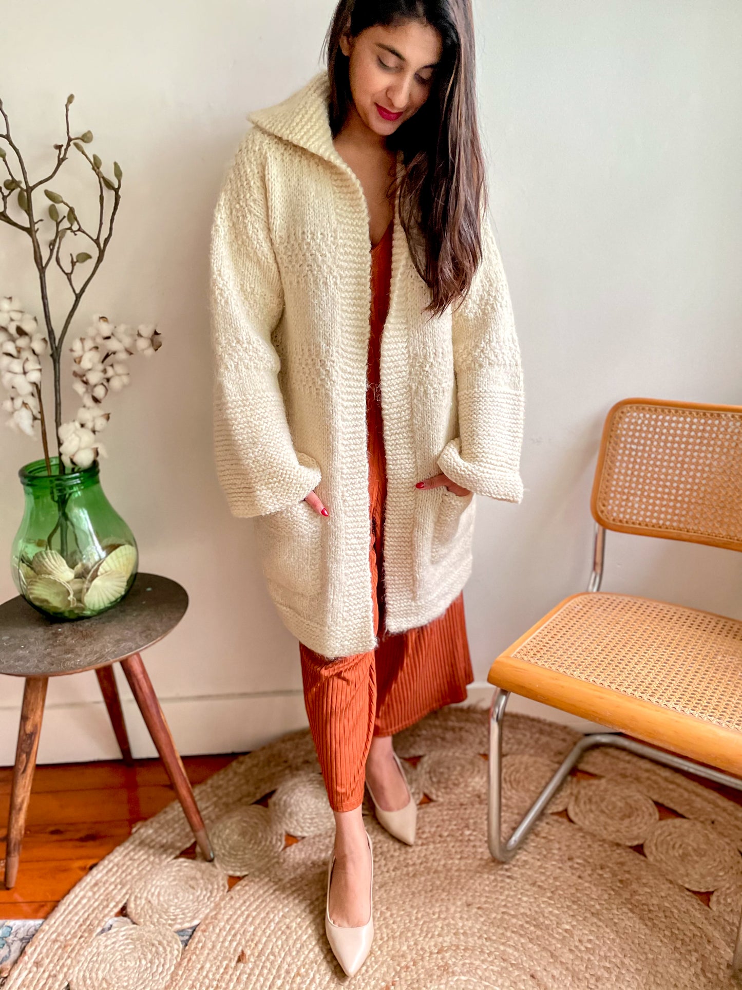 Vintage Hand Knitted Long Cardigan