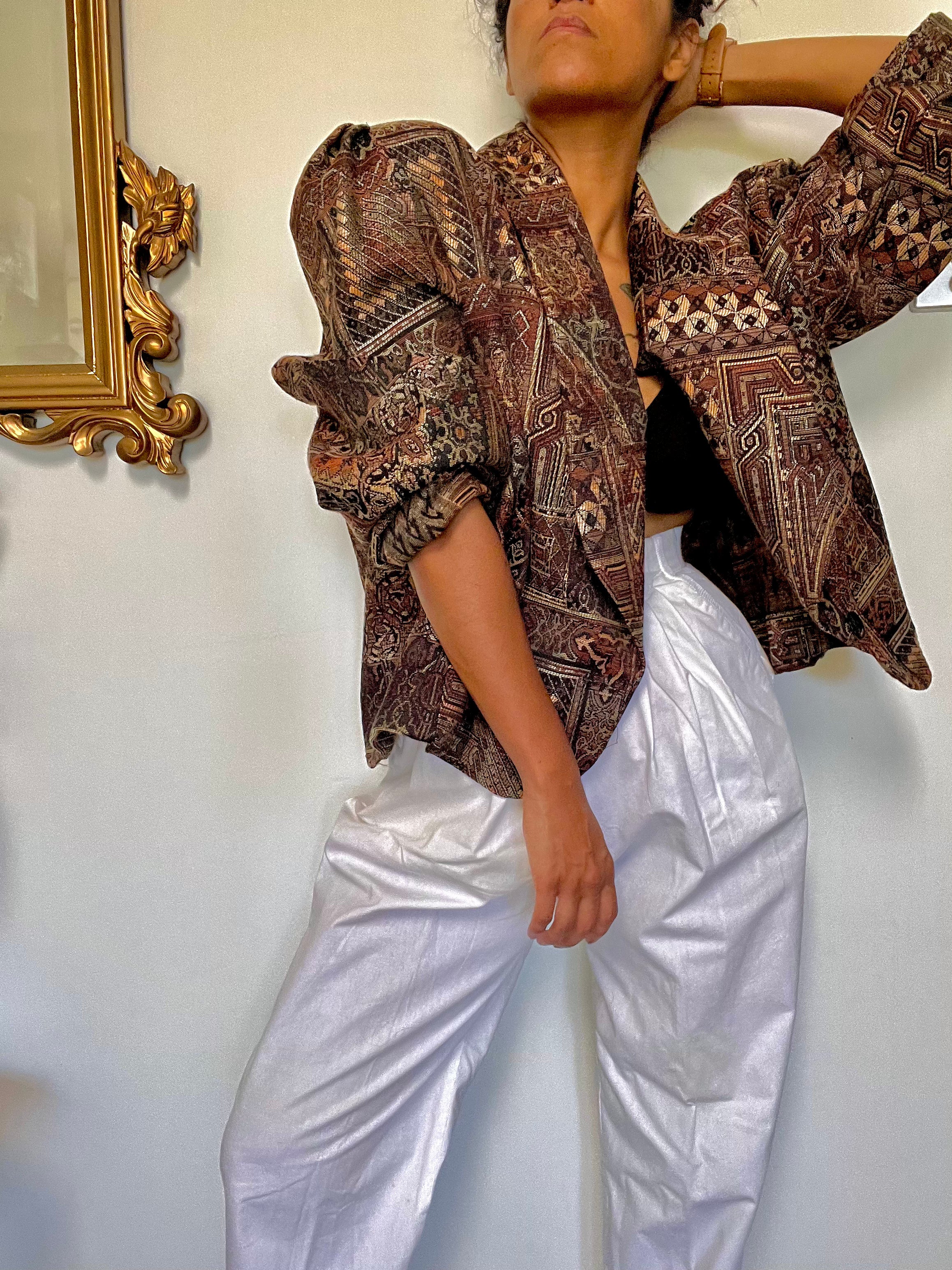 Vintage Tapestry Cropped Jacket
