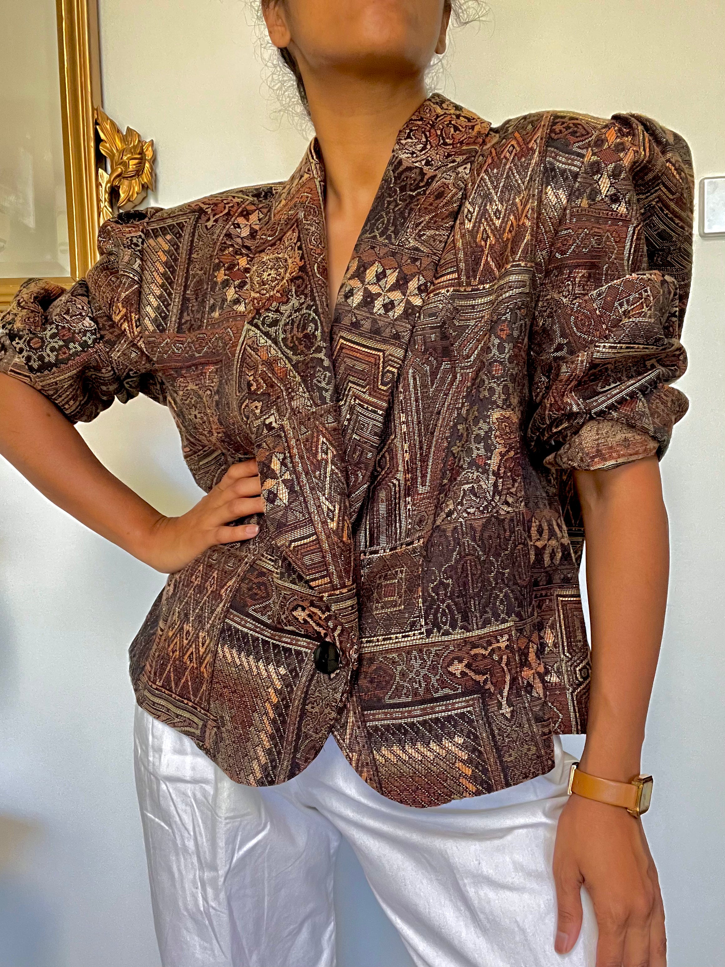 Vintage Tapestry Cropped Jacket