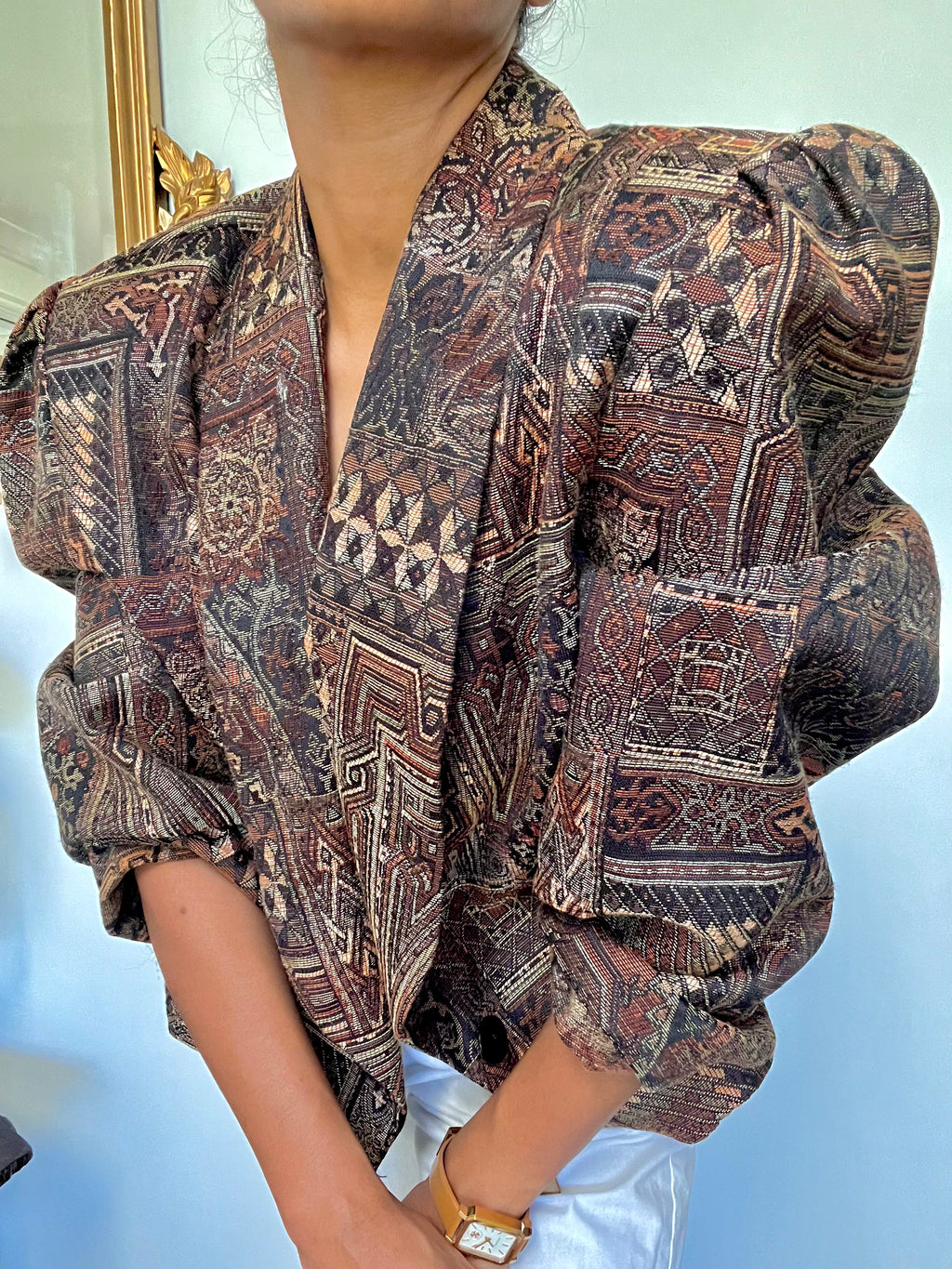 Vintage Tapestry Cropped Jacket