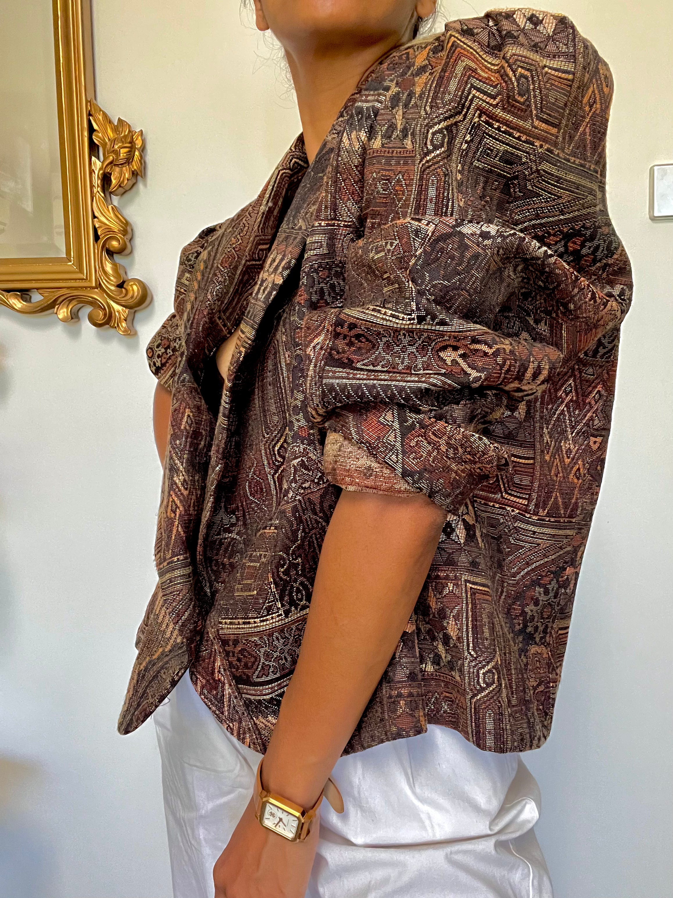 Vintage Tapestry Cropped Jacket