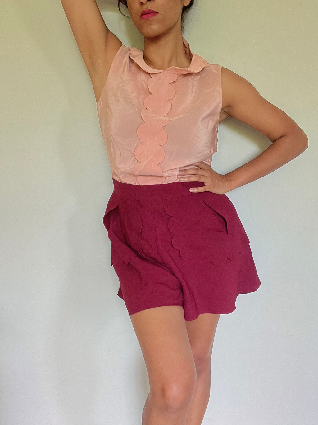 Scallop Silk Playsuit by Red Valentino