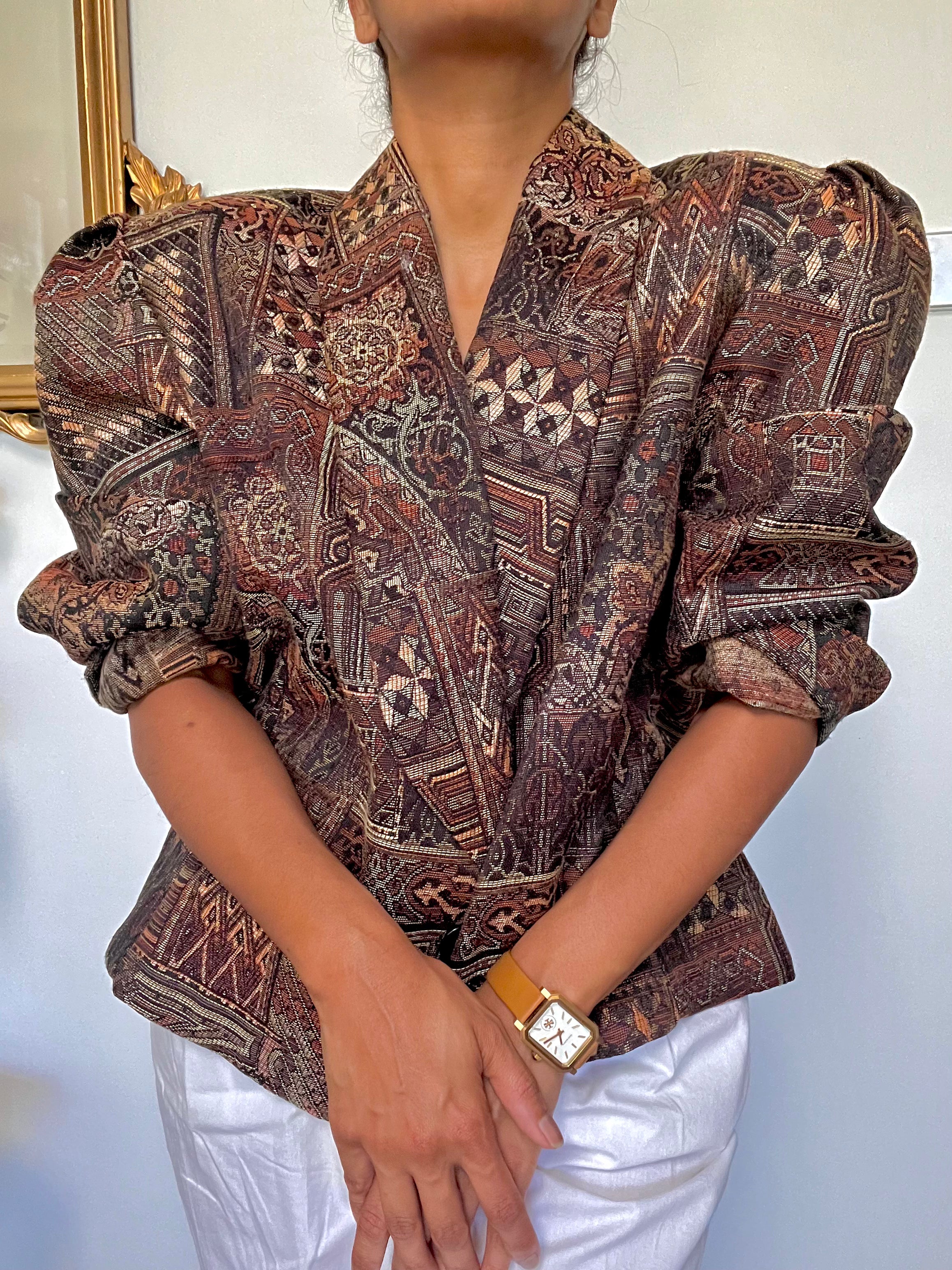 Vintage Tapestry Cropped Jacket