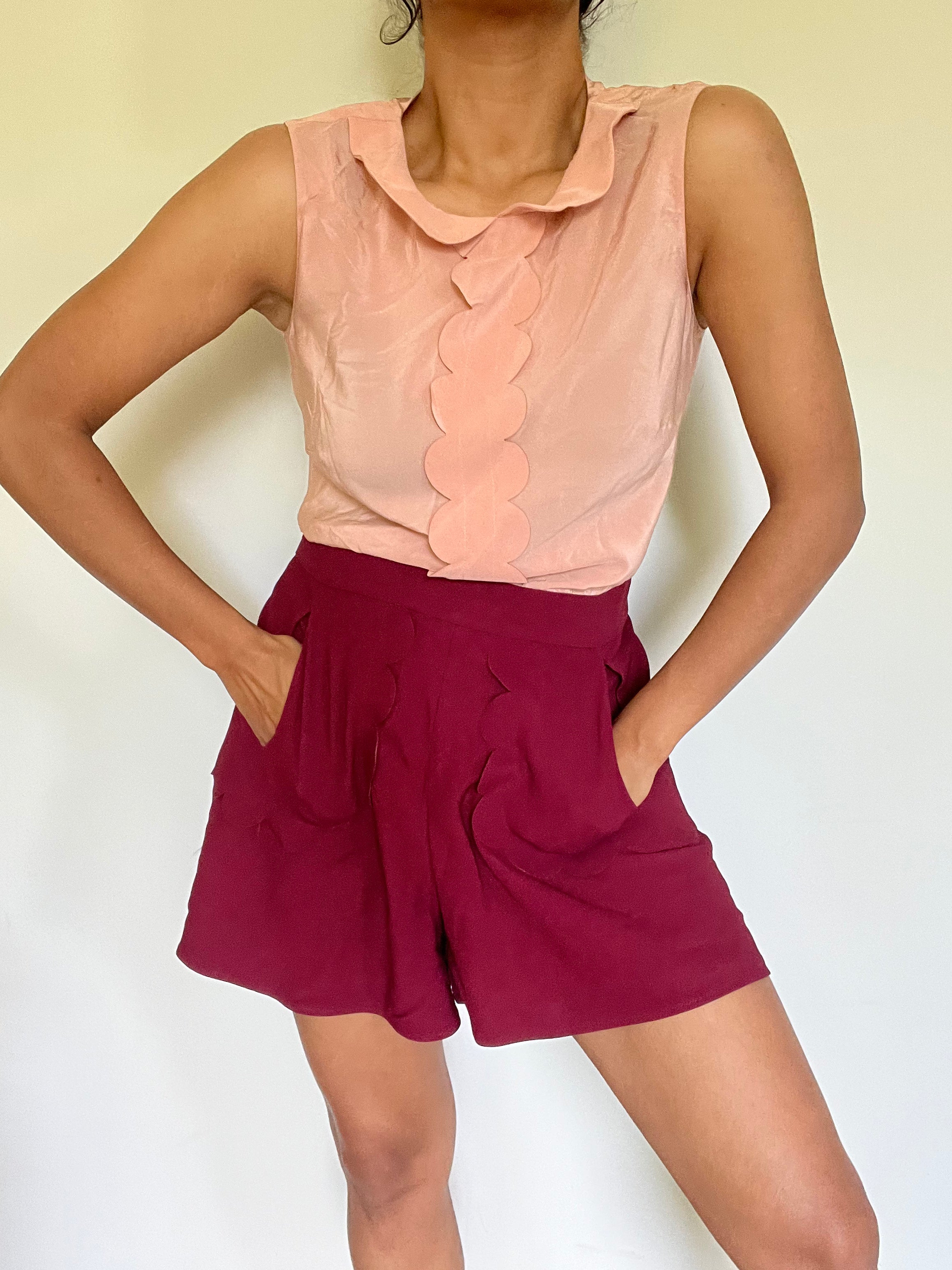 Scallop Silk Playsuit by Red Valentino